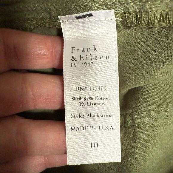 Frank & Eileen Womans Blackstone Pants Army Green 10 Distressed Hem 34x25.5 - Picture 6 of 11